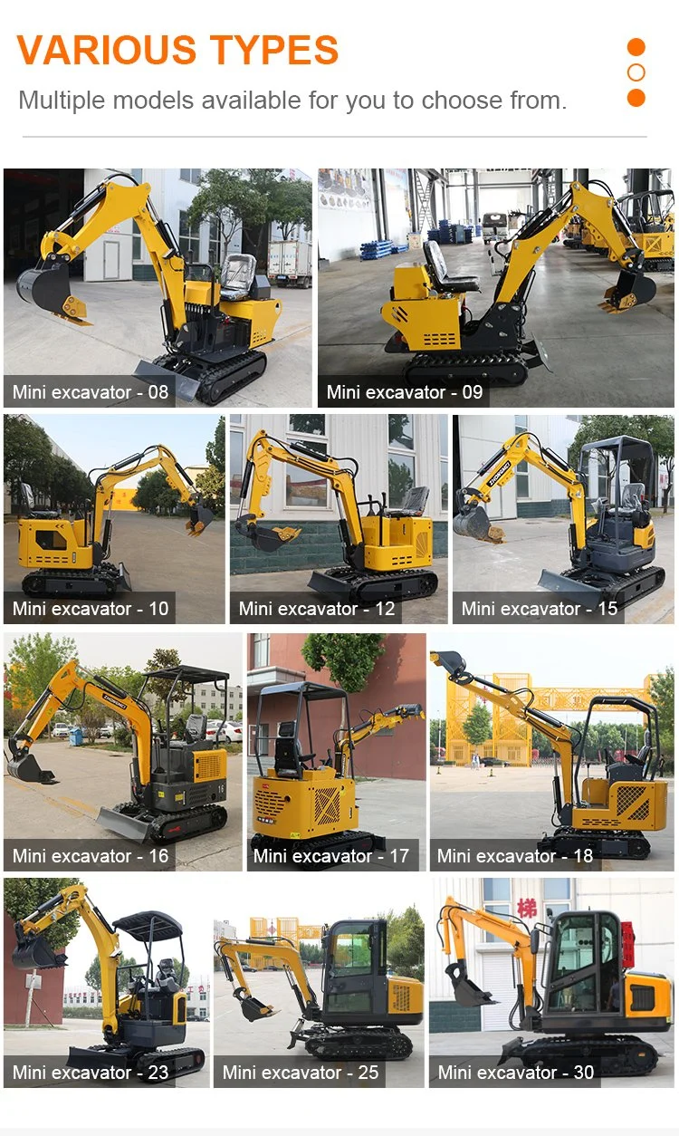 New Crawler Agricultural Mini Indoor Demolition Road Construction Small Micro Compact Excavator