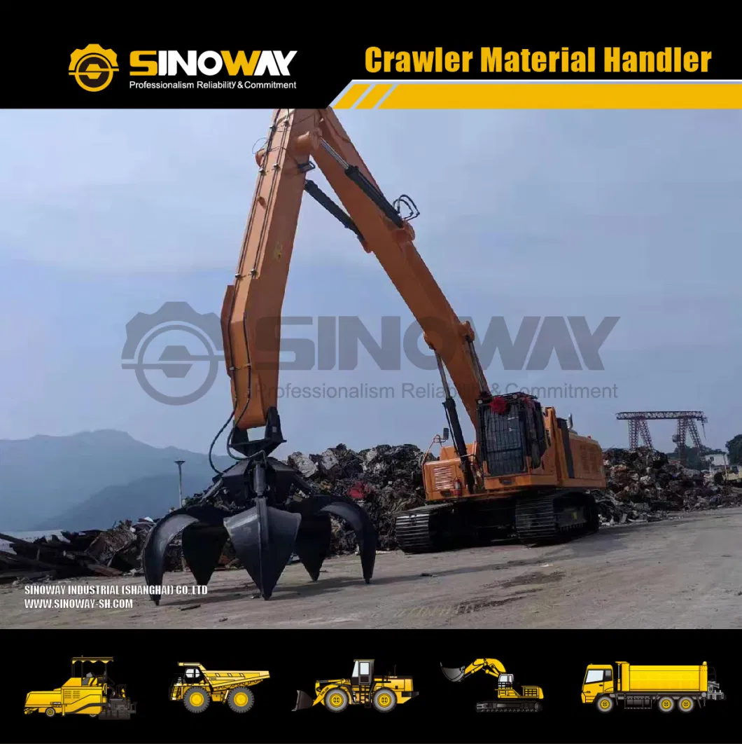 50ton Crawler Material Handler Excavator with Magnet and Hydraulic Grab