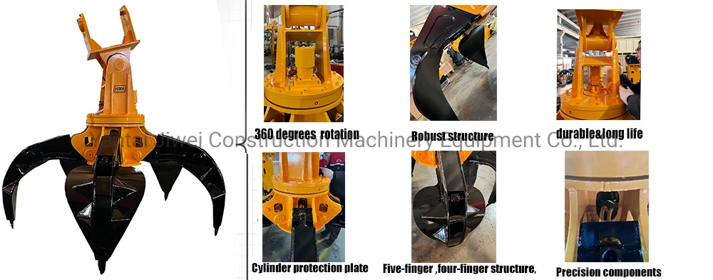 Rotating Stone Grapple Excavator Hydraulic Log Grapple Excavator Grab Orange Peel Grab