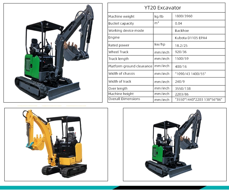 Compact Shovel Digger Home Use Hydraulic Crawler Mini Excavator