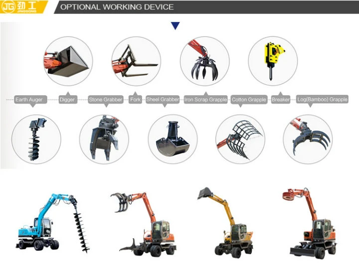 Jg95z Bale Loader Sugarcane Grab Wheel Excavator Material Handler with Log Wood Straw Grapple