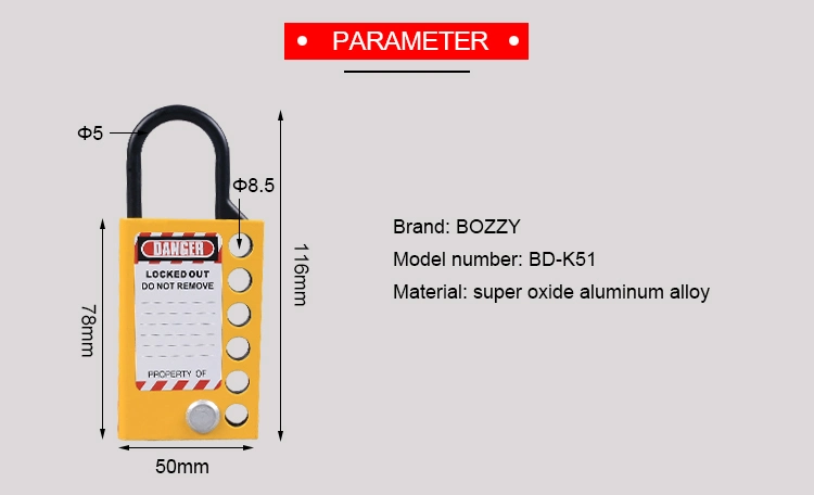 Bozzys Nylon Shackle Diameter 5 mm Safety Lockout Hasp