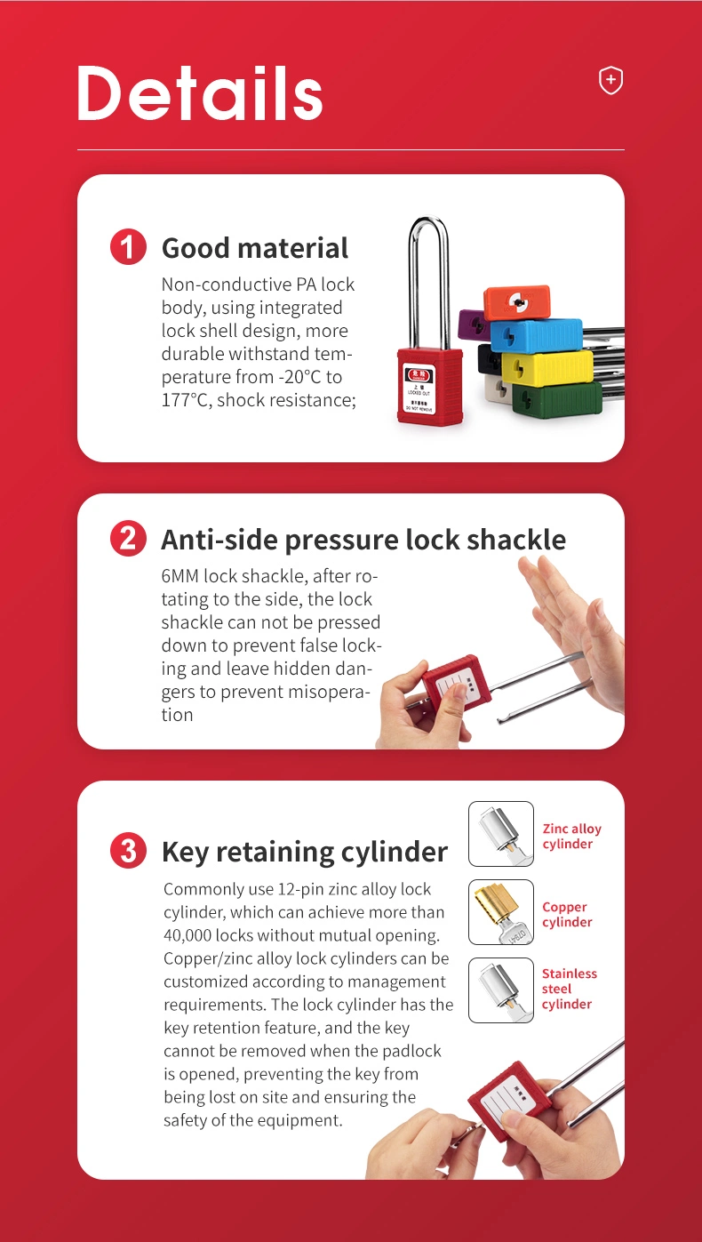 Long Steel Beam Safety Padlock for Industrial Equipment Lockout