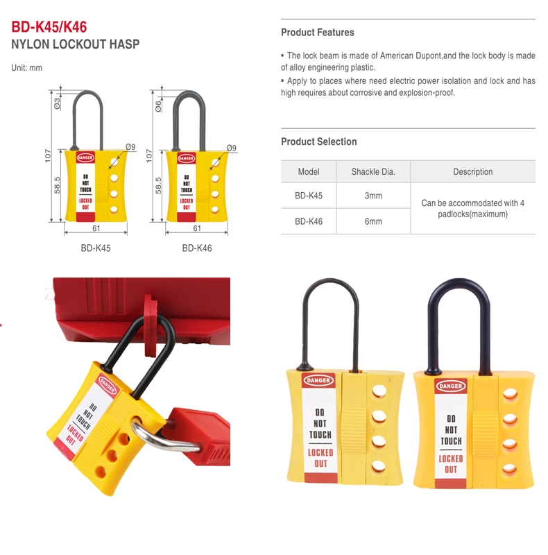 Insulated Nylon Lockout Hasp 4 Keyholes Slider Open for Electrical Industrial Security