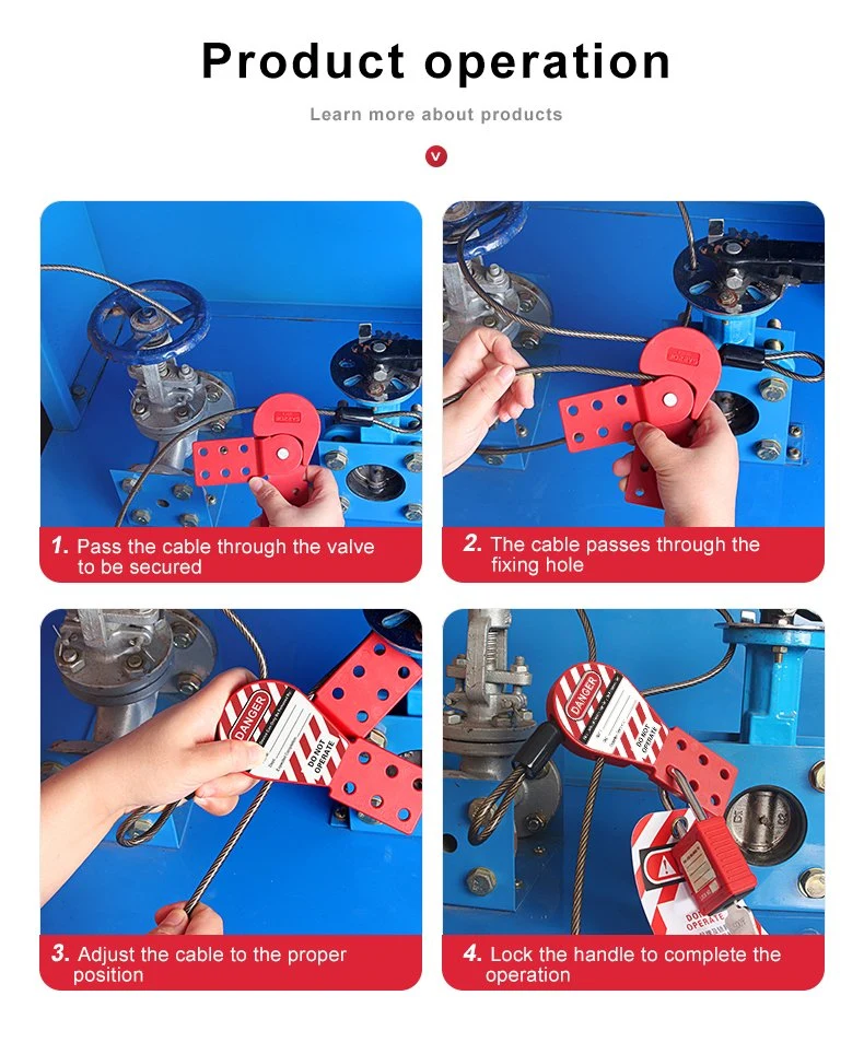 Industrial Safety Cable Lock out Device Used with Padlock