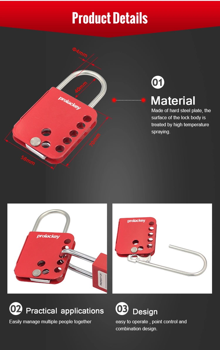 Prolockey Products Steel Material Lockout Hasp for 7 Padlocks