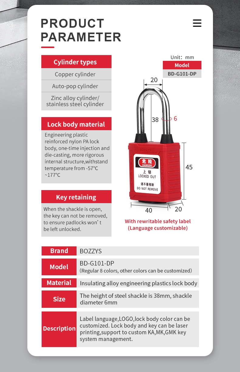 Non Sparking Body High Temperature Resistance Safety Lockout Padlocks