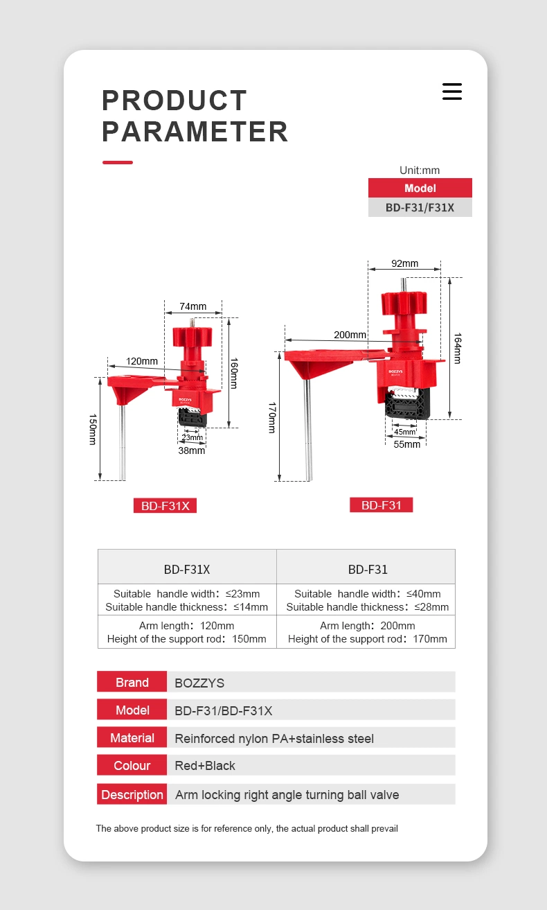 OEM Plastic Valve Lockout with Sigle Arm for Gate Valve, Ball Valve, Butterfly Valvebd-F31