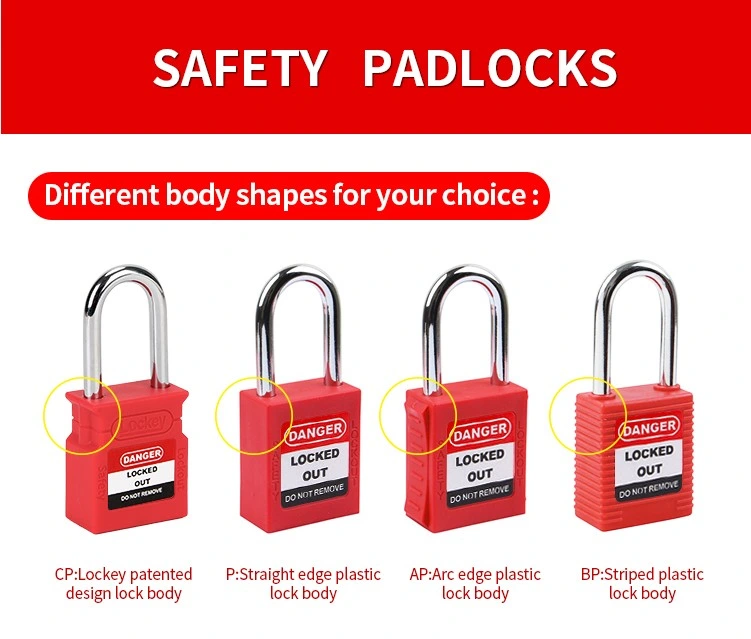 Customized 25mm Nylon Plastic Insulation Shackle Industrial Lockout Safety Padlock