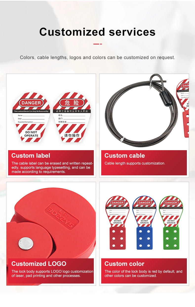 Industrial Safety Cable Lock out Device Used with Padlock