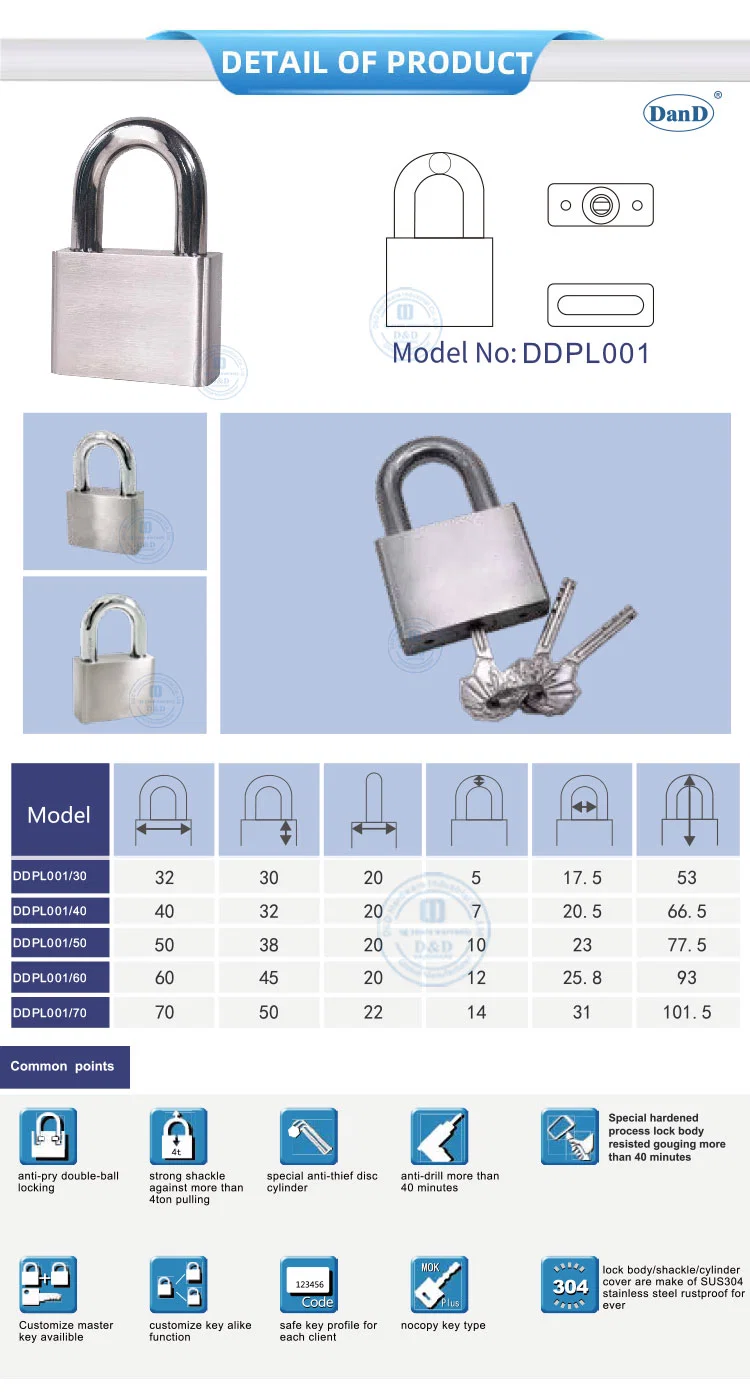 Brass Padlock Heavy Duty Stainless Steel Double Locking Security Padlock