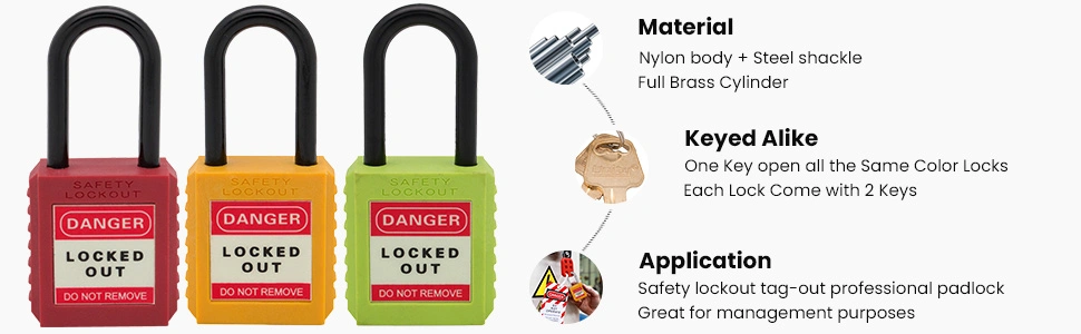 Keyed Alike Safety Padlocks with Nylon Body for Industrial Lockout