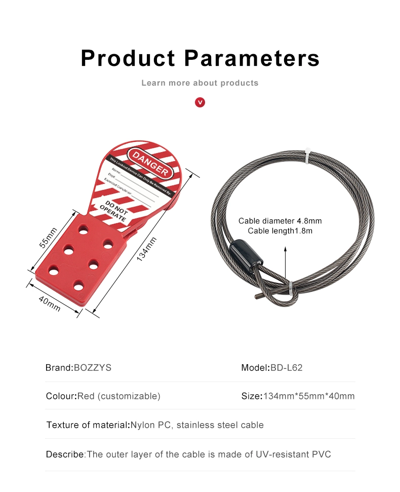 Industrial Safety Cable Lock out Device Used with Loto Padlock