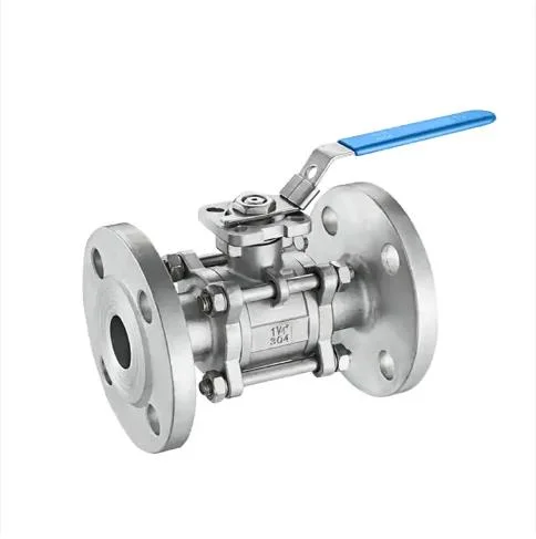 Hot Sale Sanitary Stainless Steel 3 Pieces Flange Ball Valve with Locking Handle