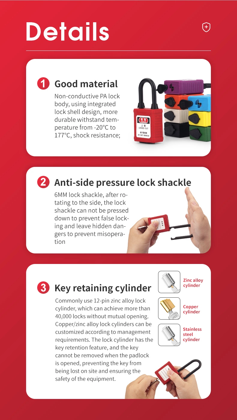 38mm Nylon Shackle OEM Colorful Safety Padlock