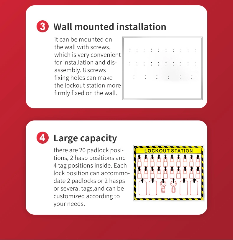 Bozzys 1220*800mm Industrial Safety Open Fixed-Point Lockout/Tagout Shadowboard with Warning Stickers