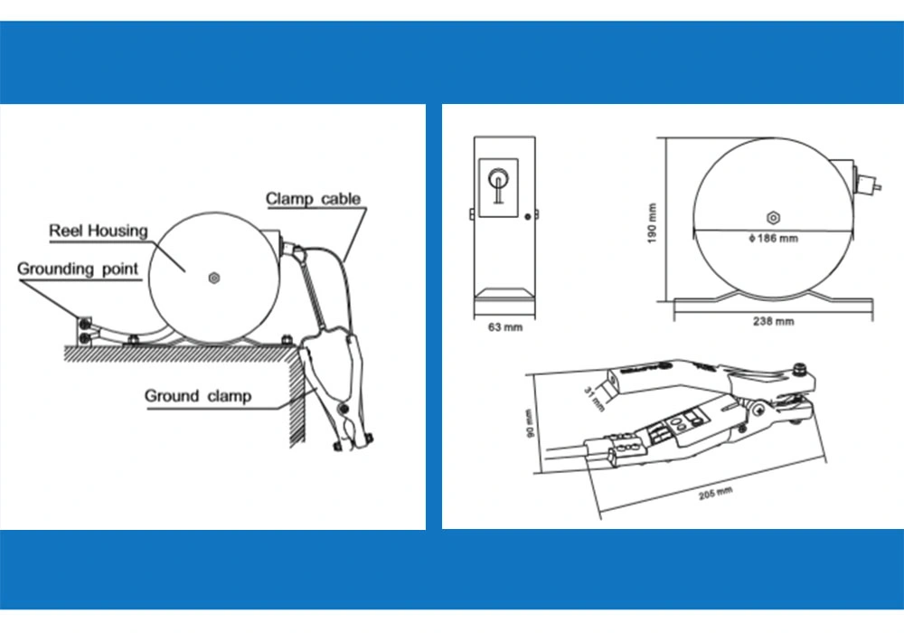 Retractable/Rewinder Anti-Static/Static Grounding/Earthing Reel with Alarm