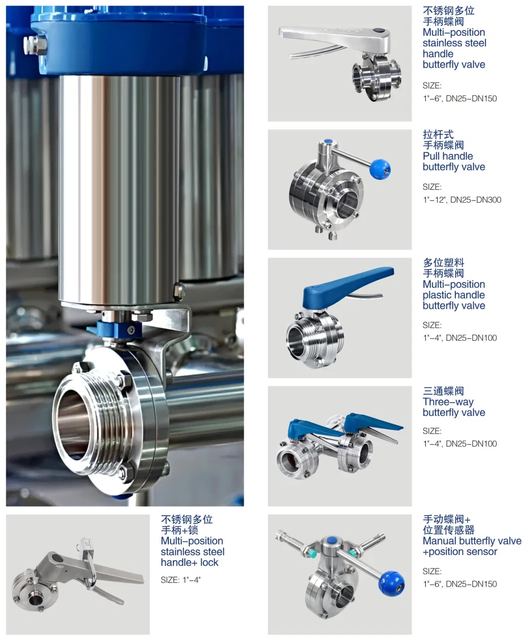 Stainless Steel Threaded Direct Way Butterfly Valve With Plastic Handle