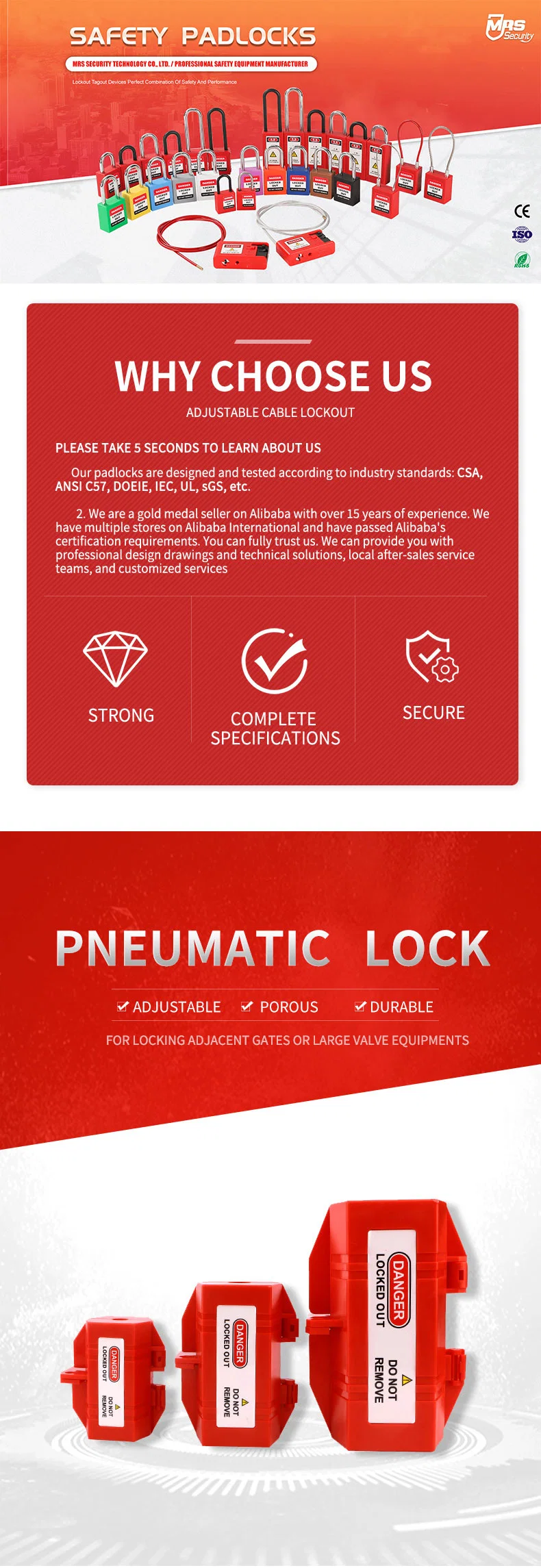 Mct02 Industrial ABS Material Durable Safety Pneumatic Lockout Security Lock Loto Manufacturer