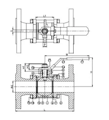 3 Piece Flanged Ball Valve with ISO5211 Mounting Pad Locking Devices