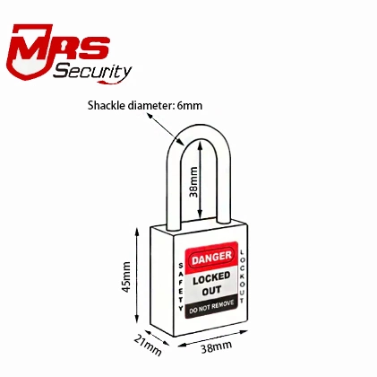 38mm Steel or Nylon Shackle Industrial Loto Safety Padlock with Master Key