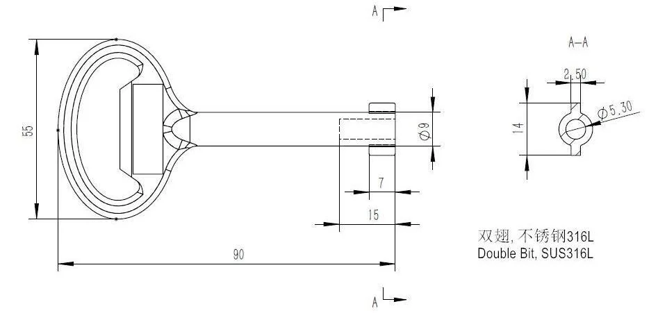 Square Triangle Key Industrial Cabinet Cam Lock Key Universal Blank Keys