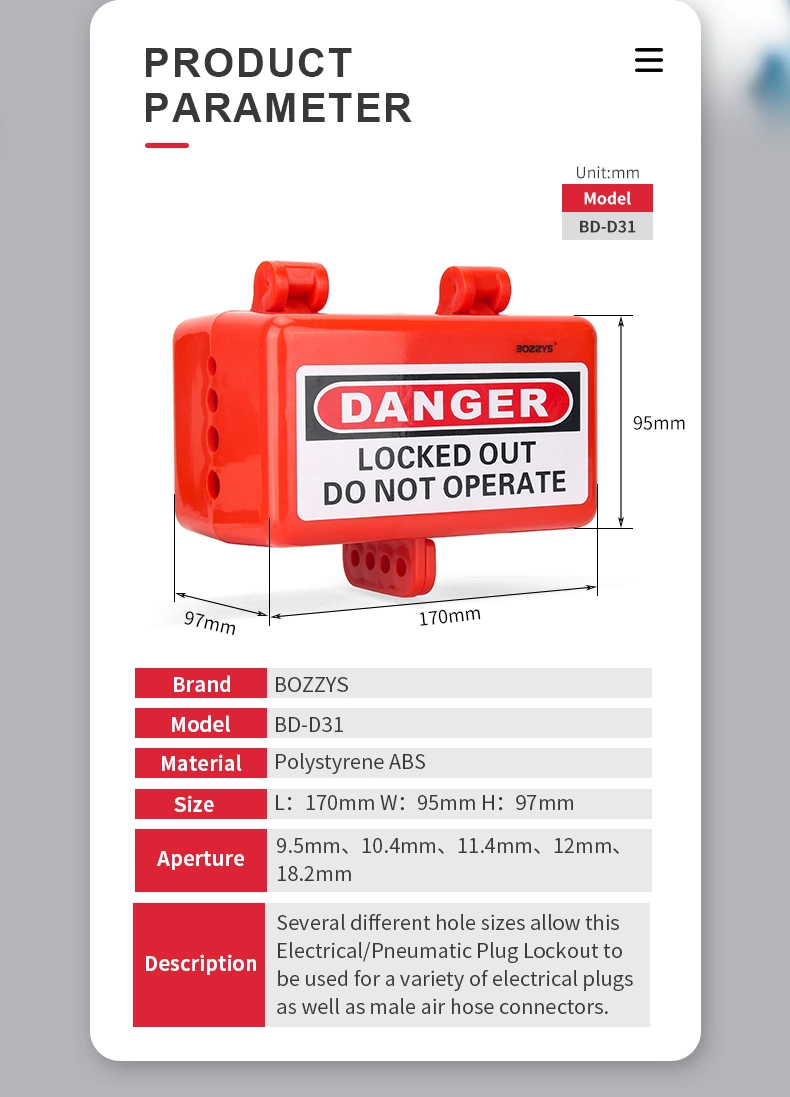 ABS Electrical Pneumatic Plug Lockout for Plug