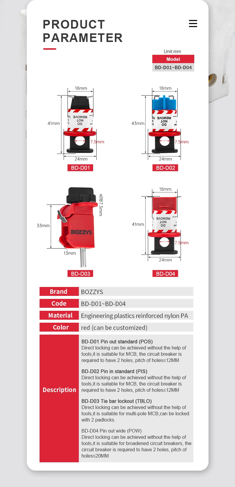 Miniature Circuit Breaker Lockout Electr Lockout Kit to Prevent Accidental Operation