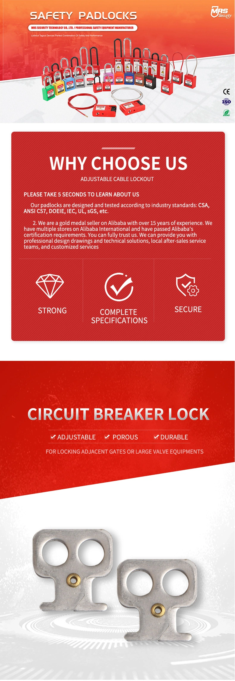 Silvery Steel Plate Safety Circuit Breaker Lockout Security Loto Lockout Tagout Manufacturer