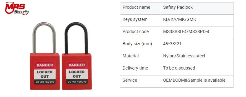 38mm Thin Shackle Nylon Safety Padlock Industrial Padlock 4mm Diameter