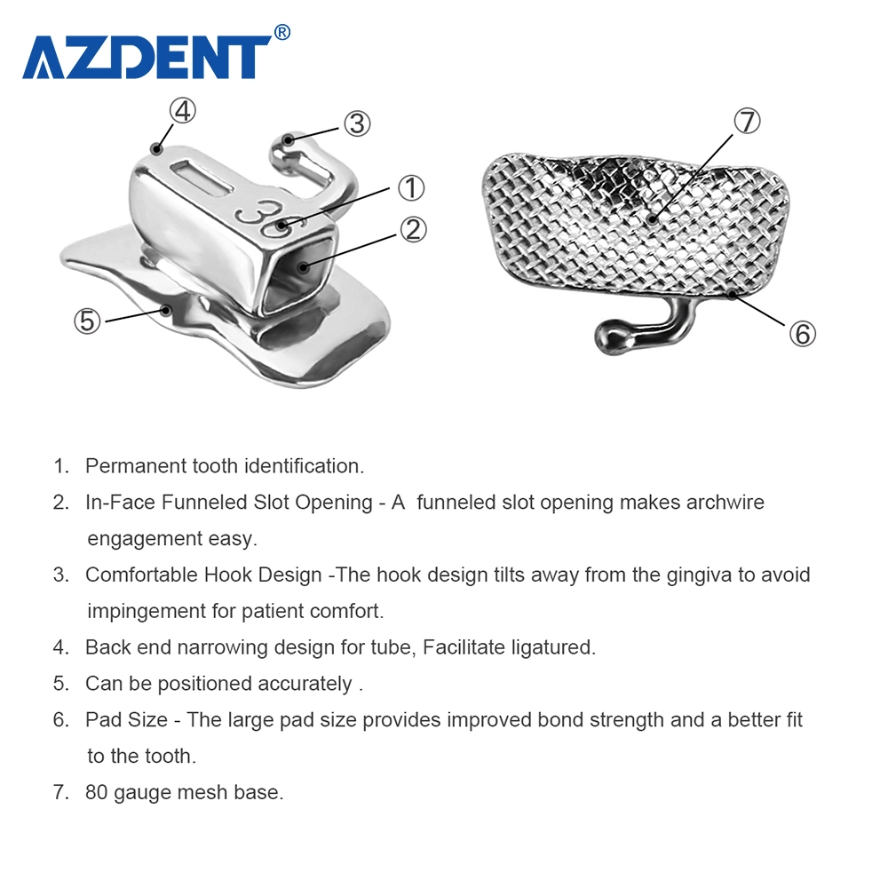 Azdent Dental Split Self-Locking Bracket (6p) Mini Roth 022 with 345hooks Brackets