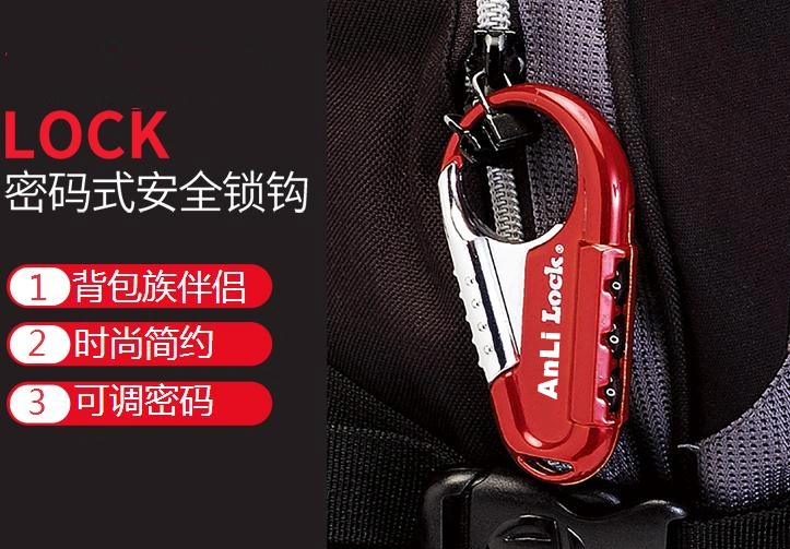 Password Security Button, Bags Padlock, Safety Hook Key Chain, Adjustable Combination Lock