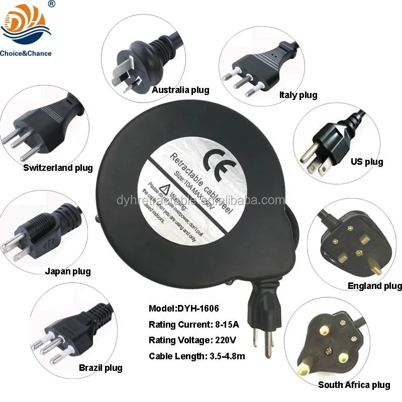 4-5 M Automatic Power Cable Retractable Extension Cable Reel