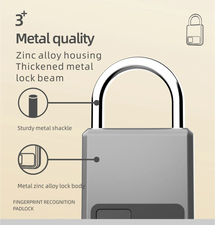 Customization Zinc Aluminum Alloy Metal Shell Ultrathin Fingerprint Identification Convenient Intelligence Padlock Wholesale OEM