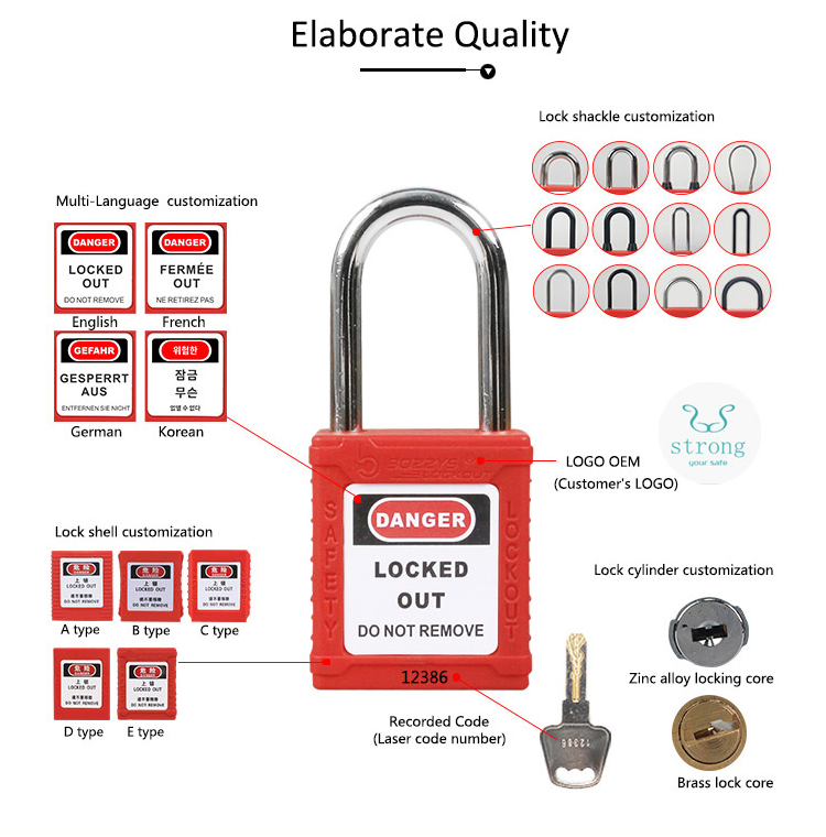 Boshi Purple Stainless Steel Wire Plastic Safety Padlock (BD-G48)