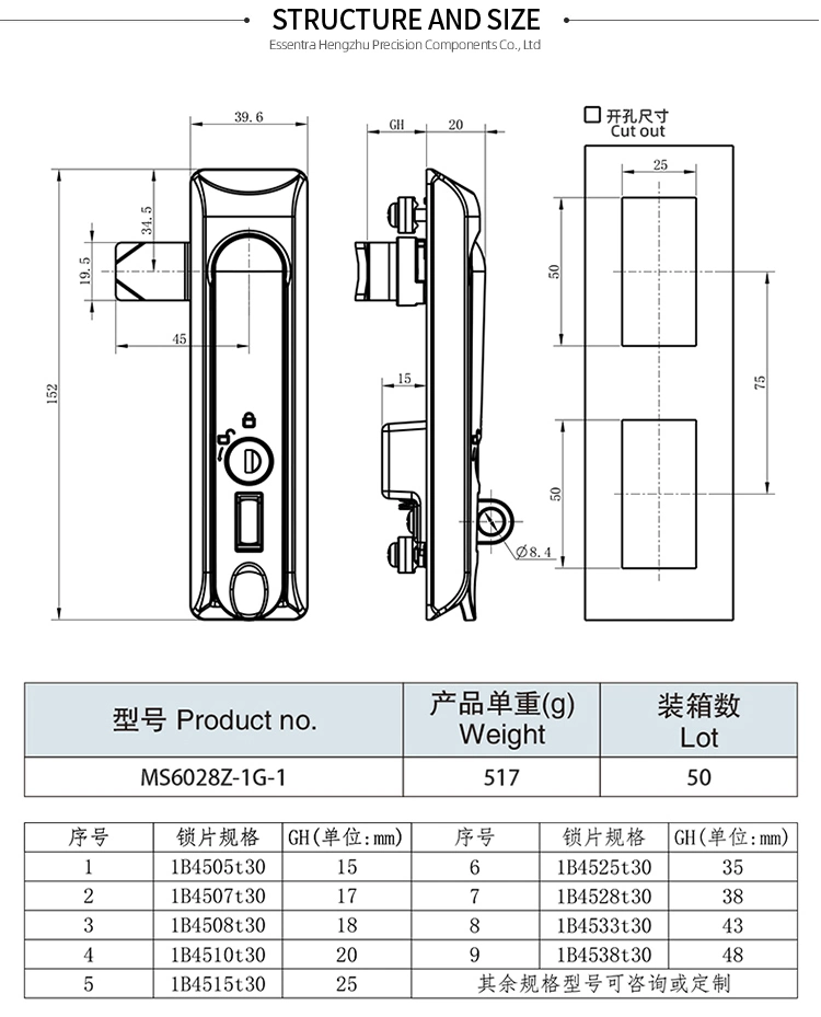 High Quality Hengzhu Lock Ms6028z Switches Padlocks Safety Metal Electrical Cabinet Lock