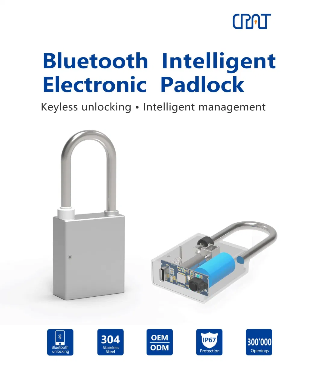 Intelligent Electronic Easy Track Locking Operation Management System Stainless Steel Bluetooth Padlock