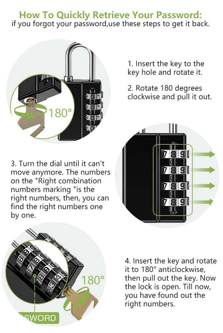 High Quality Digital Zinc Alloy Gym Locker Number Combination Code Padlock with Master Key