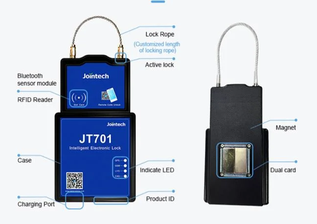 Jointech Jt701 GPS Container Digital Lock Logistics Cargo Security Monitor Smart Eseal Electron Padlock Tracking Device