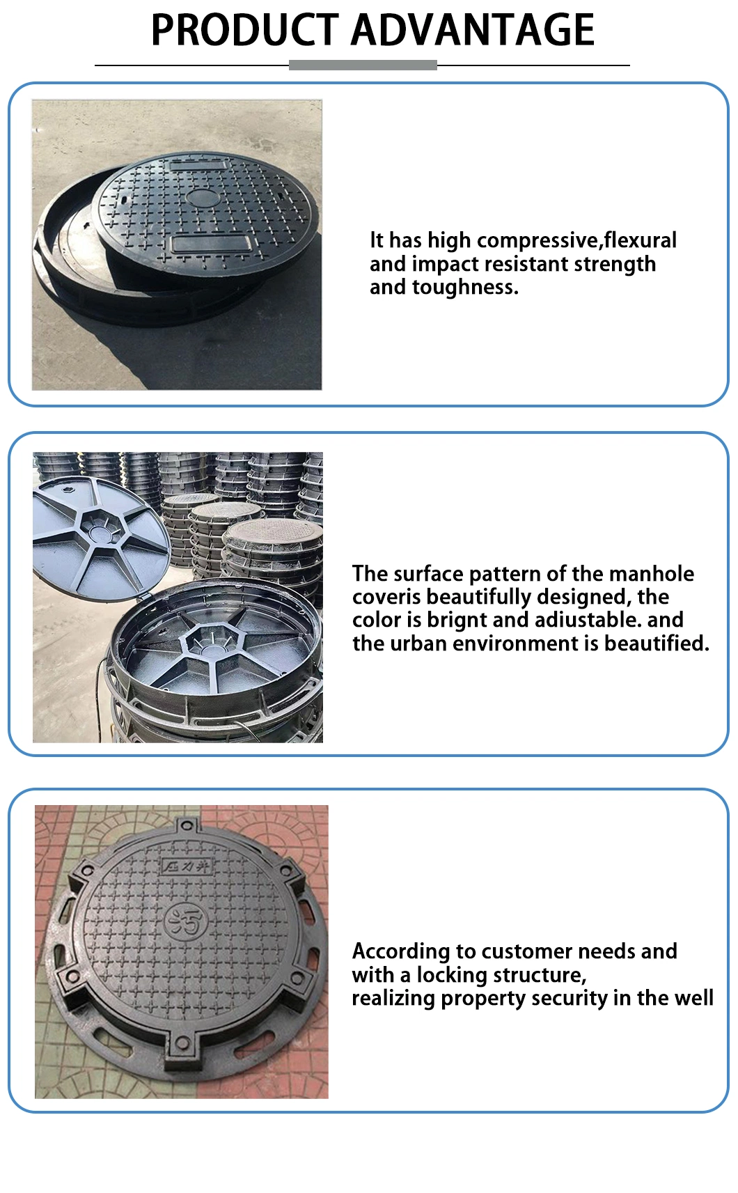 En124 D400 Square Round Dci Ductile Iron Valve Water Tank Manhole Cover