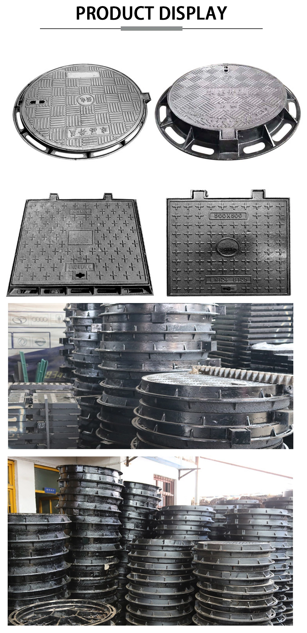 En124 Class D400 Professional Casting Ductile Iron Locking Manhole Covers 600X700