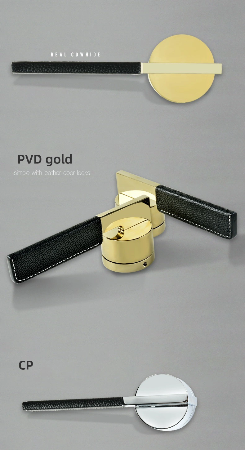 High Quality Bathroom Decoration Industrial Leather + Zinc Alloy Security Door Handle Door Lock