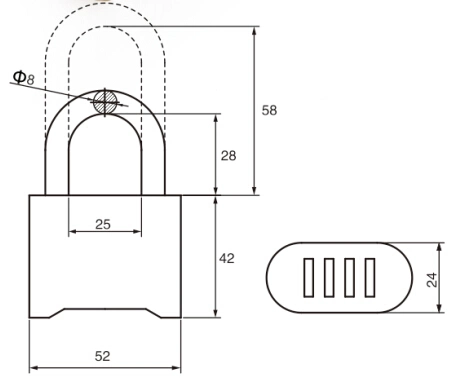 Brass Combination Padlock Bottom Opening