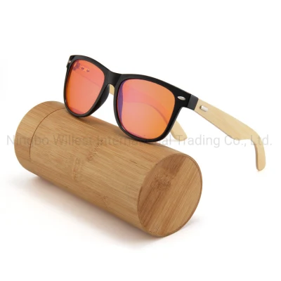 Bamboo Polarized Sunglasses for Men and Women Matte Finish Sun Glasses Color Mirror Lens 100% UV Blocking