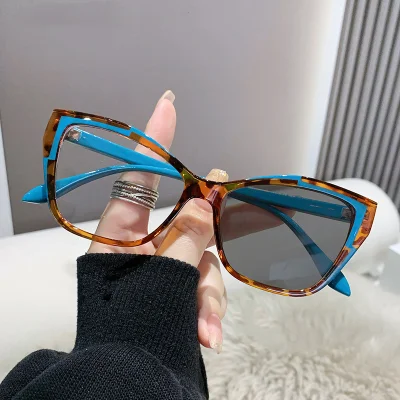 High End Fashion Cat Eye Frame Metal Hinge UV400 Photochromic Glasses