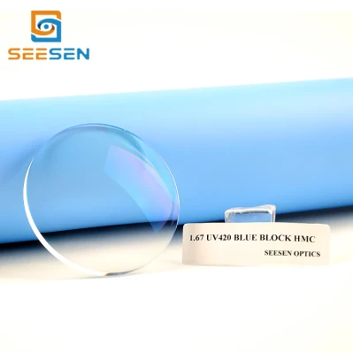 High Index 1.67 Asp UV420 Blue Cut Lenses Anti Blue Ray Hard and Ar Coating Eyeglasses Optical Lens