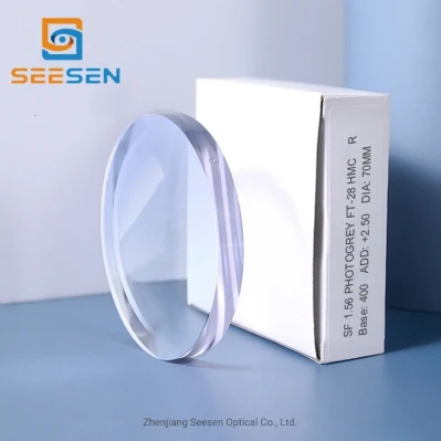 Optical Eyeglass Lenses Semi-Finished 1.56 Photochromic Flat Top Lens FT-28 Hmc Spectacle Lens