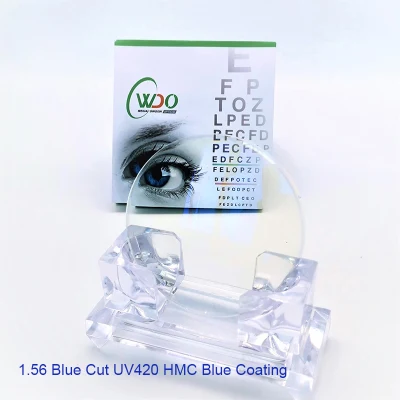 Wholesale Glasses Lenses 1.56 Nk 55 Blue Light Blocking Anti Blue Cut UV420 Hmc Optical Lens
