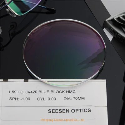 Blue Coat Lens 1.59 Polycarbonate PC UV420 Blue Cut Hmc Spectacle Lenses Optical