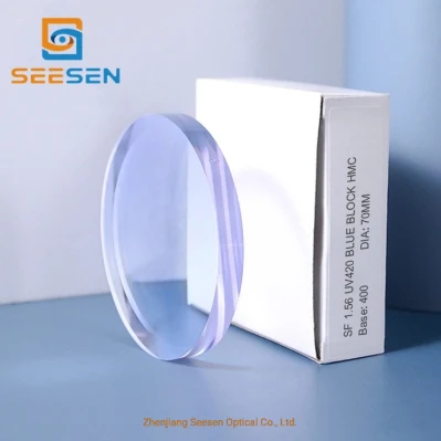 Seesen Simi-Finished 1.56 UV420 Blue Cut Hmc Anti Blue Block Light Blue Cut Stock Lens Optical Eyeglasses Lenses
